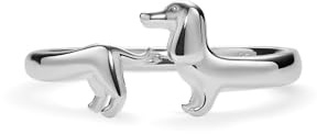 PERIMADE Anello impilabile in argento Sterling 925 a forma di cane bassotto, placcato oro, anello aperto per donne, non si ossida, regolabile, alla moda, regalo di compleanno o amicizia, Argento