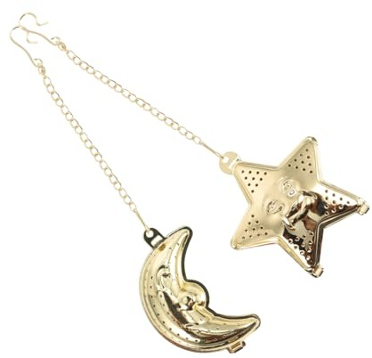 CIYODO Infusores de Té con Forma de Luna y Estrella de Acero Inoxidable Dorado Coladores para Té 2piezas para Uso en Casa y Oficina Se Filtre
