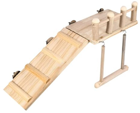 Vogelspielplatz | Sitzstangen Für Wellensittiche Mit Spielbereich | Käfigleiter & Schaukel Spielzeug für Unzertrennliche, Ara und Nymphensittiche mit Holzspielzeug und Trainingssitzstange