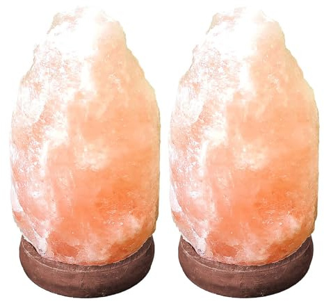 Tischleuchte Beistelllampe Nachttischlampe Tischlampe Leseleuchte, Holz Salzkristall braun naturfarben, USB-Kabel, 1x LED 5W, H 11,4 cm, 2er Set