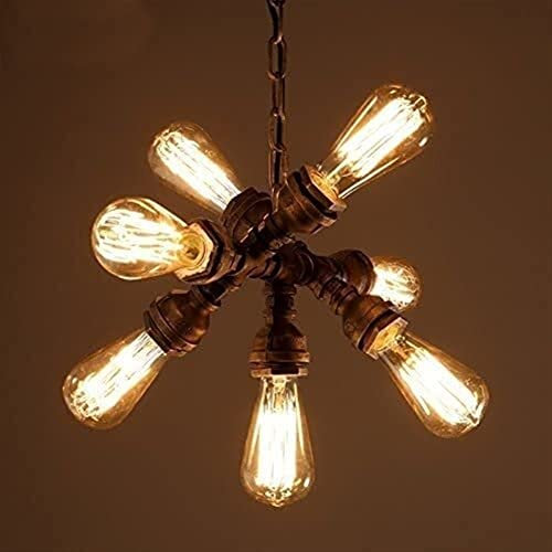 Tubo d'acqua retrò a 7 luci elier industriale a vapore tubo rustico a sospensione a sospensione leggera a sospensione in metallo lampada da soffitto in ferro di ferro per cucina caffetteria cafe