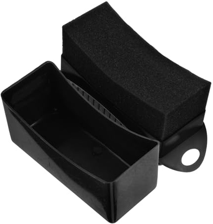 ULTECHNOVO Spugna Coperchio in Plastica Nero Curva a Forma di Mezzaluna per Applicazione Cera per Lucidatura e Detersione Dettagliata e Pulizia Pneumatici Auto