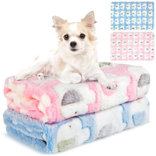 Neerow Dog Blanket Washable, 60 × 40 cm Cat Blanket, 2 Pack Fluffy Puppy Blankets for Indoor Cats Dogs Bed Sofa Travel