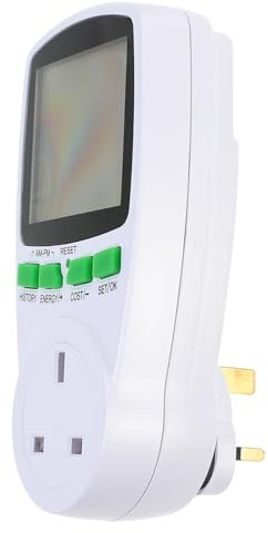 Operitacx Electricity Usage Monitor Plug-In Socket with Digital LCD Energy Meter Power Consumption Analyzer Smart Watt Meter for Home Appliances Energy Monitoring and Overload Protection Uk Plug