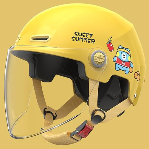 Casco De Motocicleta para Niños, Casco Abierto con Visera, Homologado Según La Norma ECE 22.06, para Ciclomotores De Niños Y Niñas H,50-58cm