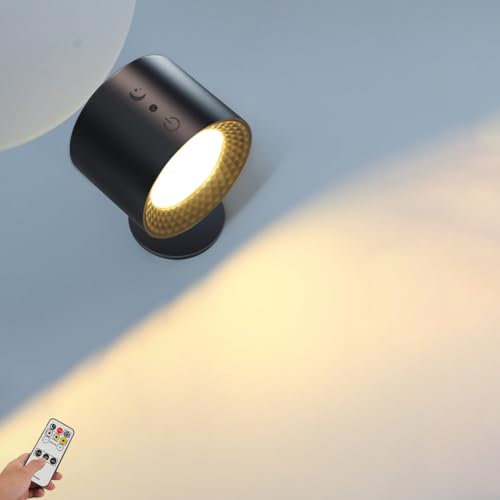 EOEO Lampada da Parete Dimmerabile Ricaricabile LED Lampada Muro Girevole per Interni con Telecomando e Interruttore a Sfioramento LED a Muro per 3000k/4000K/6500K Applique de Parete Magnetica