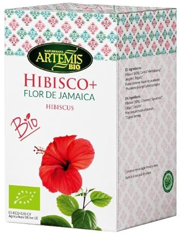 Hibisco Plus Flor de Jamaica – Artemis Bio – 20 Filtros | Infusión Ecológica | Refrescante, Diurética y Digestiva | Sin Cafeína | Té de Hibisco Orgánico