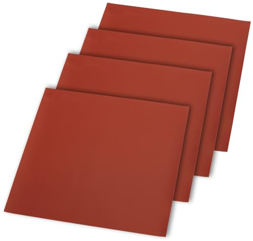 OLYCRAFT 4 rote Silikonkautschukplatte 30x30cm Flexibel Hitzebeständig Silikon Isolierdichtung 1mm Hochtemperaturbeständig Robustes Dichtungsmaterial Für DIY Dichtungspads Oberflächenschutz