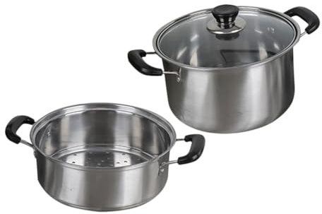 TOYANDONA Olla de Acero Inoxidable con Vaporera Herramienta de Cocción al Vapor para Hogar Olla Resistente y Fácil de Limpiar con Asas Ergonómicas y Superficie Lisa para Cocina Doméstica