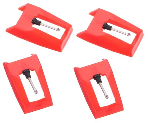 FRCOLOR Puntine Per Giradischi 4 Pezzi Stilo in Alluminio Rosso Per Grammofono e Vinile, Puntina Compatibile Pickup Di Giradischi, Montaggio Senza Attrezzi Per Audio Di Precisione