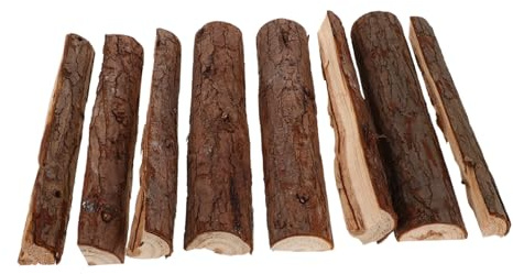 Cabilock Bûches de Cheminée Rustiques en Bois Naturel, 8 Pièces, Décoratives et Faciles à Couper, pour Décoration de Foyer et Cuisson Jardin