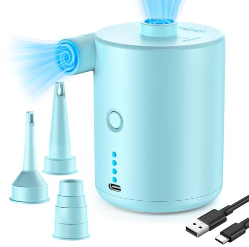 Electric Air Pump Portable Rechargeable: 4000mAh Air Pump for with Fast Inflating Compact Mini Air Bed Pump for Inflatable Swimming Pool Camping