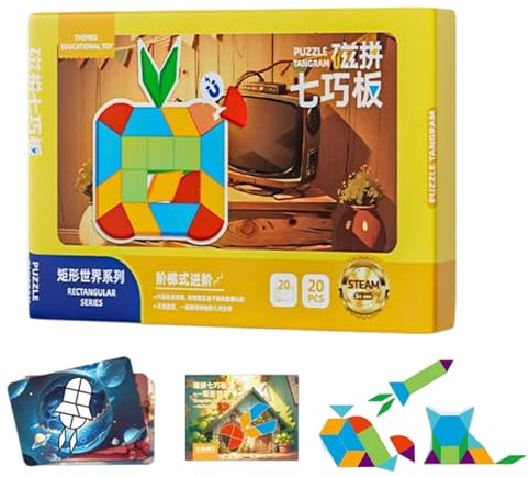 Magnetiskt pussel tangram – 8,46 tum spel | ABS - pedagogisk leksak för modellinlärning med bärbar magnetisk design för barn, klassrum, daghem, fester, tankespel