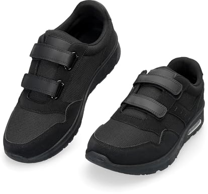 JOMIX Zapatillas Hombre con Velcro Deportivas Sin Cordones Cómodas y Ligeras Transpirables con Suela Amortiguada Antideslizante Walking Trabajo MOS260330 Negro 44