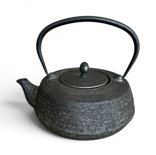 SO SKIN IDASY Théière en fonte japonaise 800 ml avec filtre Inox, intérieur émaillé, garde la chaleur, design sobre et élégant, noir patiné argenté