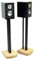MOSECO 7 Black and Natural Bamboo Speaker Stands