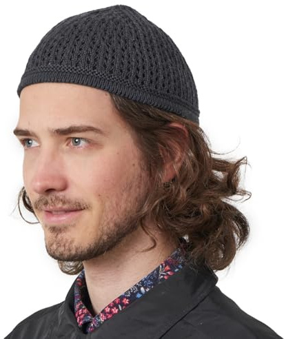 CHARM Strick Baumwolle Schädel Mütze Kufi Islam Gebets Hut | Häkel Kappe, grobe Masche, Männer Schädelmütze, Skull Cap, Beanie Herren, Kopfbedeckungen Für jede Jahnreszeit