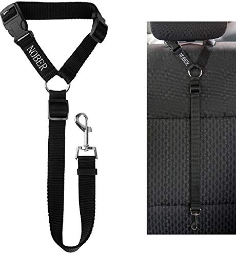 NOBER Pet Dog Cat Seat Belts, Car Headrest Restraint Adjustable Safety Leads Vehicle Seatbelt Harness 1 Pack