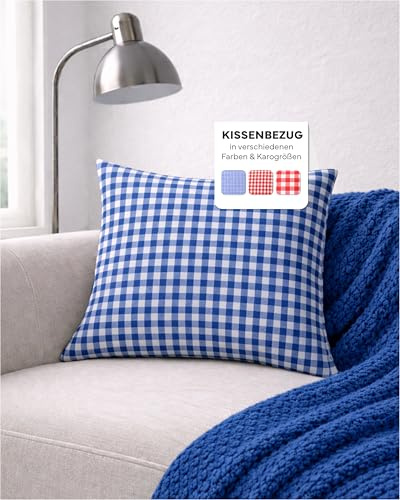 texpot Kissenbezug 40 x 40 cm 10mm Karo blau-weiß Reißverschluss Landhaus Sofakissen Dekokissen Vichy Bayernkaro