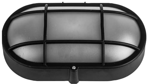 Wall-Mounted Lampe Aussen Oval Bulkhead E27 Licht IP44 Schwarz [Oval]