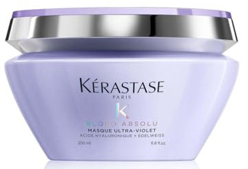 Kérastase Haarmaske für trockenes und blondiertes Haar, Gegen Gelbstich, Mit Hyaluron und Neutralisatoren, Masque Ultra-Violet, Blond Absolu, 200 ml
