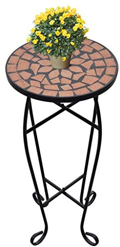 Tidyard Table Mosaïque Résistante aux Intempéries, Diamètre 30 cm, Terre Cuite et Noir - Design Élégant et Stabilité