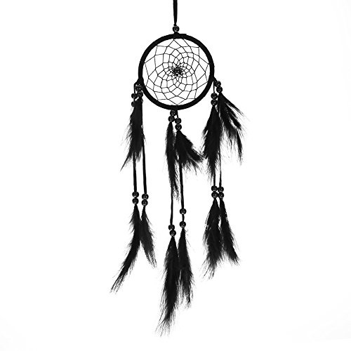 Atrapasueños Negro Artesanal, Decorativo para Pared y Coche, Tejido a Mano con Cuentas, Tradicional