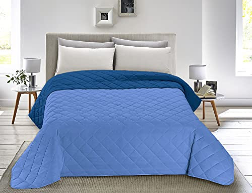 Banzaii Trapuntino, Copriletto Autunnale, Primaverile Matrimoniale 250x260 Blu/Avio Made in Italy