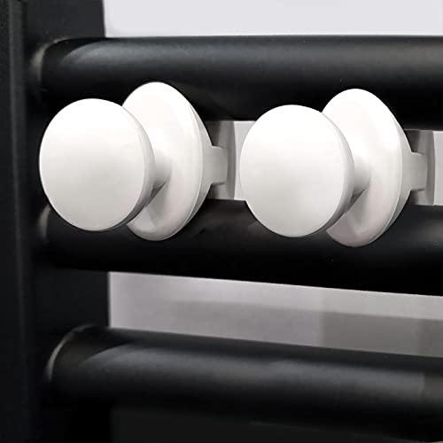 Myhomeware White Extra Hanger for Heated Towel Rail Radiator - Bath Robe Hook Clips White Holder Peg - Comes As A Pair