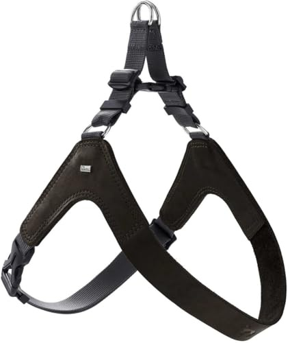 HUNTER Dimaro Hundegeschirr | Rindsleder, Step-in Geschirr, verstellbar, Made in Germany, Farbe: Schwarz, Größe: S-M