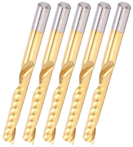 5 Stück CNC-Fräser, 4 Mm Spiral-Schaftfräser mit 4 Mm Schaft HSS Titanbeschichtet, 25 Mm Flöte & 45 Mm Volllängenfräser, für Kupfer-Aluminium