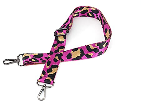 Leo Jacquard Taschengurt | Animal Print Pink, Schwarz | verstellbar | Taschen-Riemen zum Wechseln | Kamaragurt