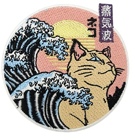 Finally Home sol, våg och kattlapp för strykning | Cat Patches, asiatiska strykbilder, vattenlappar, Japan Sun patch