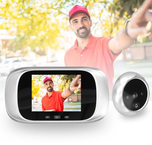 Dpofirs Cámara de Timbre de Video HD, Cámara de Visor de Puerta Digital con 5.1 Pulgadas, Timbre de Video Digital de Visión Nocturna con Visión de 90 ° Apto para el Hogar/Hotel((DD1 Plateado))