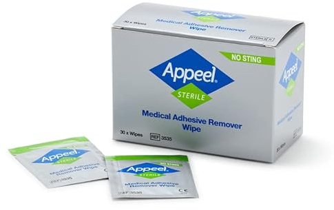 CliniMed Appeel Sterile Medical Adhesive Remover Wipes, 30 Pack, No Sting | Alcohol-Free Wipes for Intact or Injured Skin. Reduces Skin Stripping and Pain during Adhesive Removal.