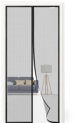CWEEN CLU Fliegengitter Tür 60x200 cm, Magnet Fliegengitter Balkontür Ohne Bohren, Geeignet für Wohnwagen, Kellertür, Balkontüren usw. Schwarz