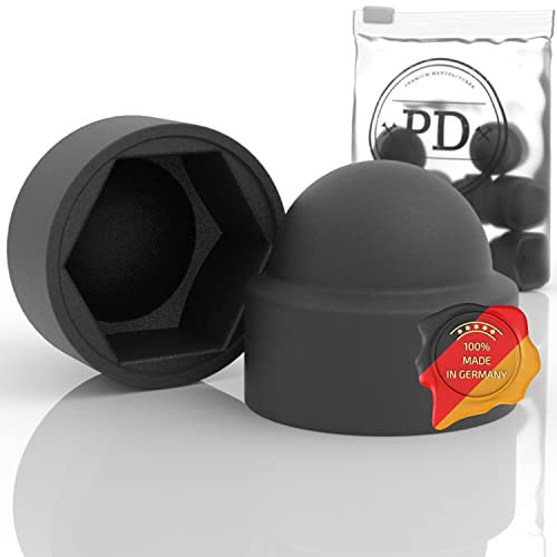 PD® Sechskant Schutzkappen M8 (Schlüsselweite 13) - Abdeckkappen für Schrauben Schwarz aus Kunststoff - Langlebige Abdeckkappen für Muttern & Schraubenkopf - Schraubenabdeckung Schwarz - 25 Stück