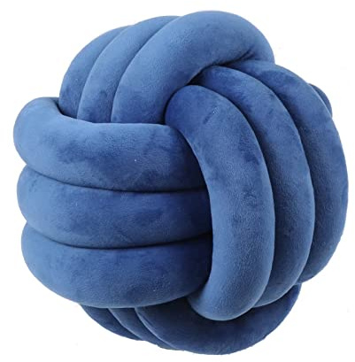 Edumov Cojín de nudos, cojín de nudos, cojín tejido a mano, cojín de peluche, escandinavo, cojín decorativo nudo, cojín anudado para sofá, cama, habitación, azul oscuro, 20 cm