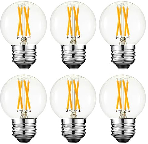 Arberlic G16.5 Light Bulb LED,4W E26 LED Bulb dimmable Equivalent E26 40 watt Light Bulb,Warm White 2700K,400lm,CRI85+,AC120V,Edison Style,Clear Glass,Flicker Free,Pack of 6