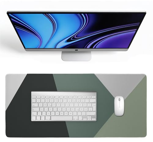 AINAK Mauspad XXL 900x400 mm – Große Schreibtischunterlage, Rutschfest & Wasserabweisend, 3 mm Dicke, Vernähte Kanten – Desk Pad für Büro, Home Office & Gaming (Dunkle Grau Oliv Grün)