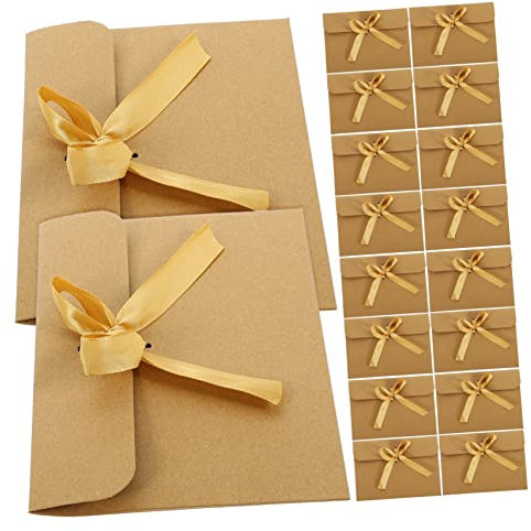 Ciieeo 50stücke Kraftpapier Umschläge Mit Schleifenbindung Vintage Einladungsumschläge Für Hochzeiten Grußkarten Und Persönliche Briefe Für Kreative -projekte Und