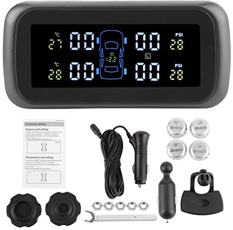 Reifendruckkontrollsysteme TPMS, Reifendruckkontrollsystem LCD-Display Monitor Auto TPMS mit 4 Sensoren