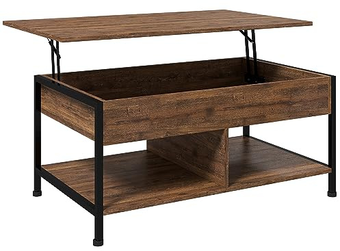 HOMCOM Table Basse Relevable 100L x 80l x 60H cm Aspect Bois Rustique Noir