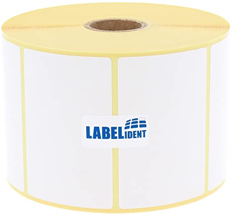 Labelident Thermotransfer-Etiketten 70 x 32 mm aus Papier weiß, stark selbstklebend - 2.100 Blanko Haftetiketten auf 1 Rolle/n, 25 mm Kern, Rollenetiketten für Thermotransferdrucker