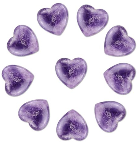 10 pezzi di ametista pietra cristallo cuore pietre amore guarigione cristallo gemme set lucido pietre portafortuna naturali