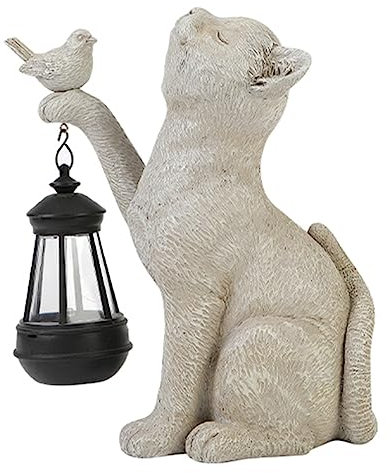 Cymwer Lanterne extérieure Mignonne Ornement de Jardin lumière Solaire décor Animal Lampe résine Mini Chat Solaire extérieur Statue lumière pour Cour Balcon allée