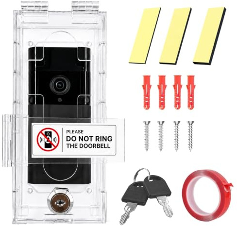 groword Anti-Theft Video Doorbell Mount Compatible with Most Video Doorbell, Acrylic,Highly Transparent Doorbell Lock Box Kit for Houses, Apartments, Businesses,Fit Doorbell 5.5x 2.16x 1.49or Small