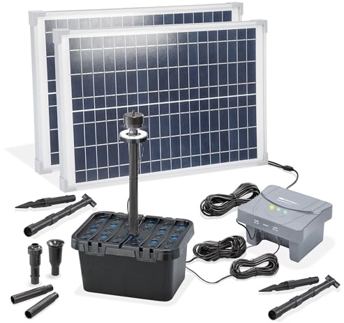 esotec Solar Teichfilterset Profi 50/1400 LED, Teichfilter Komplettset, Pumpe, LiFePo4 Akku, Solarmodul, Teichpumpe außen, mehrstufige Gartenteich Filterung, 100954