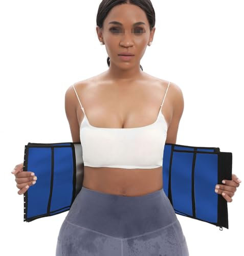 Bauchweggürtel Waist Trainer Damen, Schwitzgürtel Zum Abnehmen, Verstellbarer Sauna Schwitzgürtel Damen,L,Blue