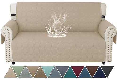 Ystyle Sofa Überzug 2 Sitzer Mit Armlehnen, Sofabezug Wasserdicht, Wohnzimmer Antirutsch Sofaschoner, Kratzfester Couch Überzug Für Haustiere, Katzen, Hunde, Spielende Kinder, Beige